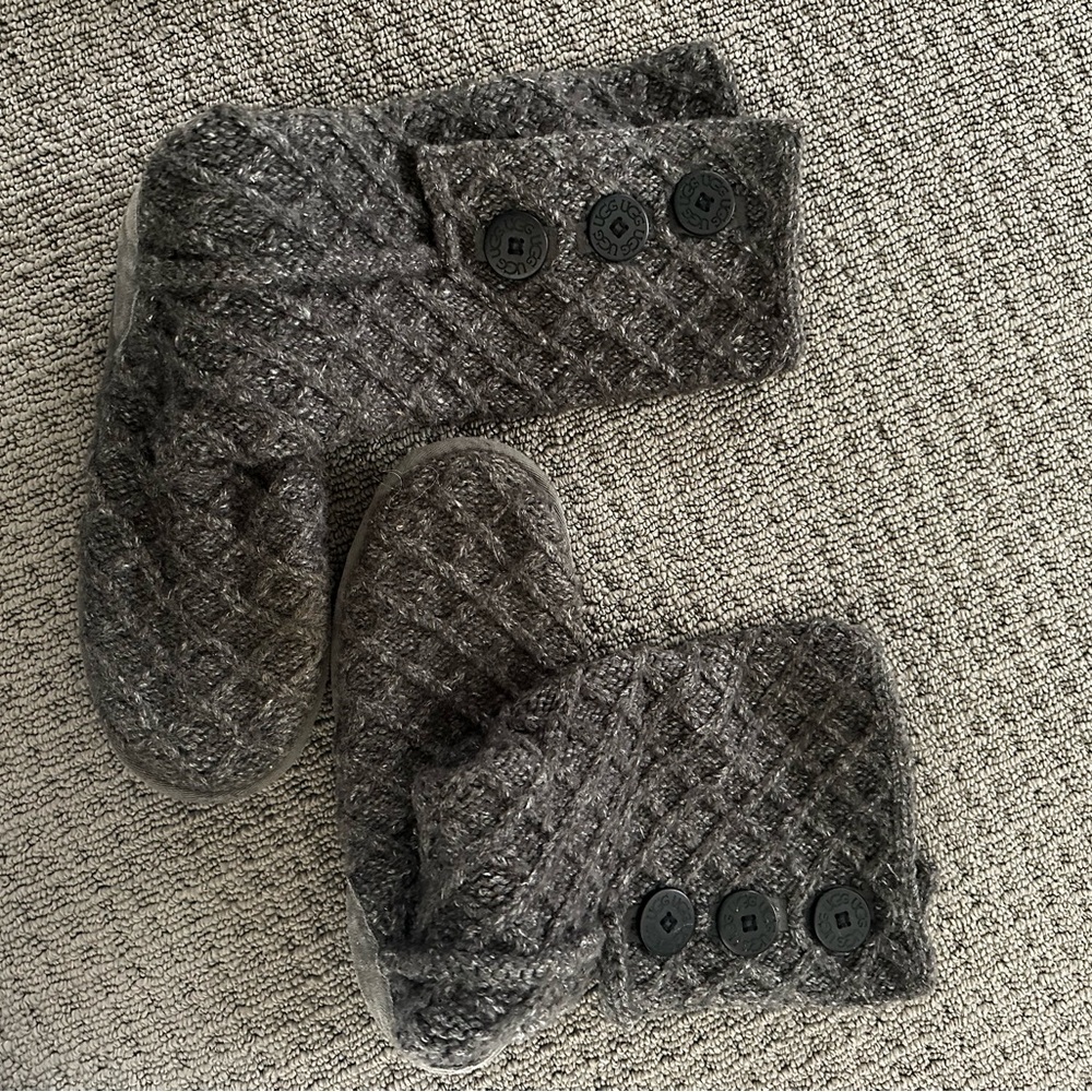 UGG Charcoal Knit Boots with Button Detail